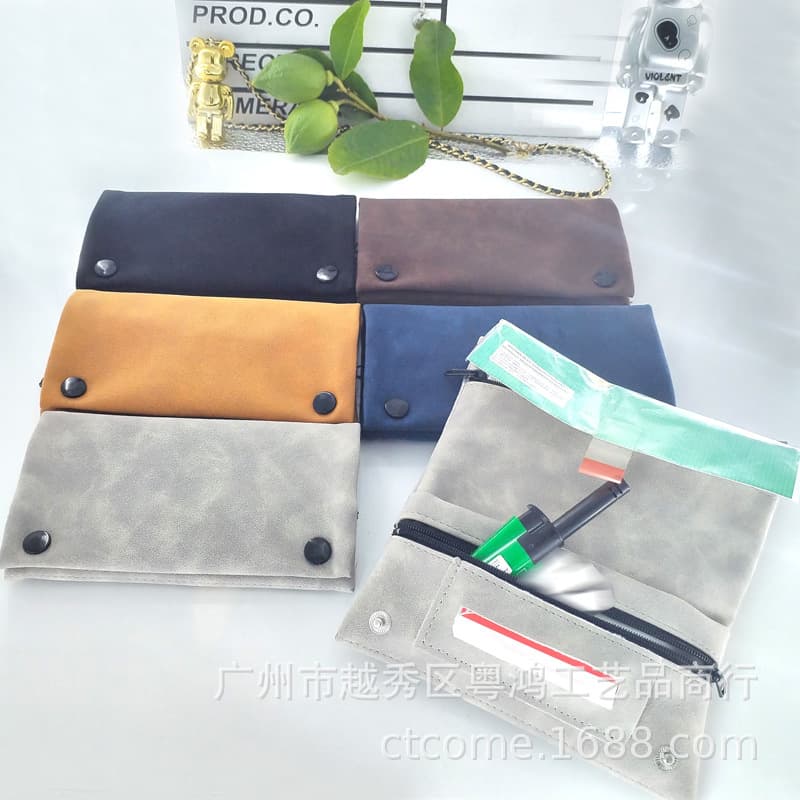 834 PU Leather Suede Roll-up Pouch, Portable Tobacco Bag for Pipe, Moisturizing Pouch, Handmade Pipe Bag