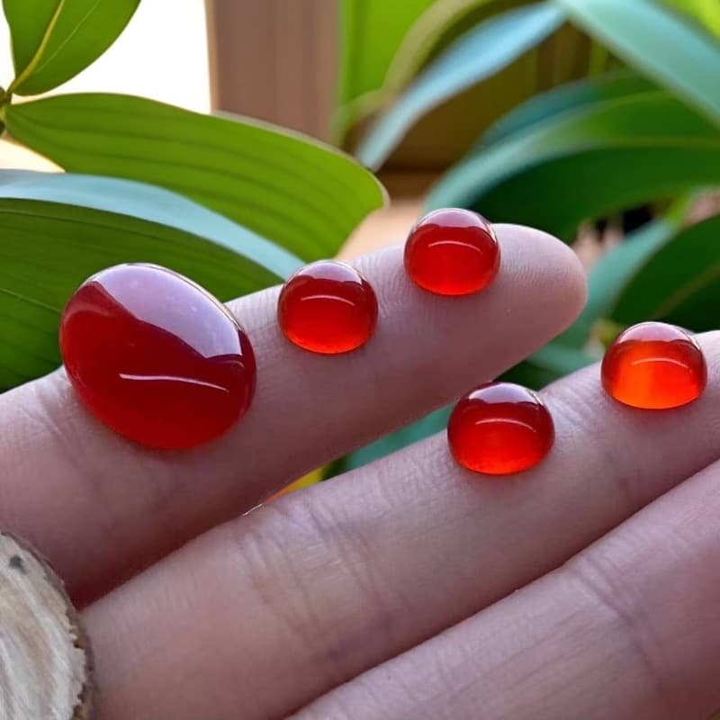 Cross-Border Hot Selling High-Quality Natural Red Agate Multi-Specification Oval Ring Face Red Carnelian Bead Cover Patch DIY Matching Stone