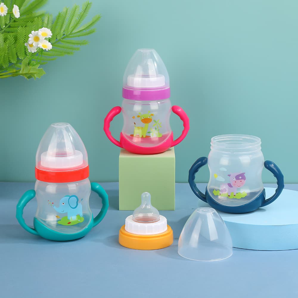 Transparent Kids Straw Cup Portable with Handle Baby Training Cup PP Plastic Cup
