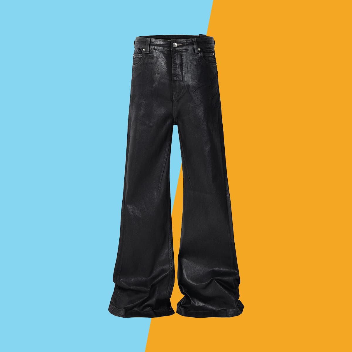 High street trousers for men and women, trendy brand ribbon coated stretch micro-flare jeans Loose Wash Jeans