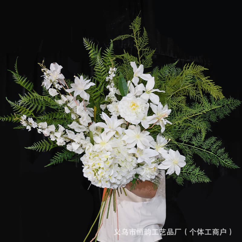White Artificial Flower Arrangement Set Decoration High-End Wedding Backdrop Fake Flower Decor Silk Flower Forest Style Wedding Bestseller