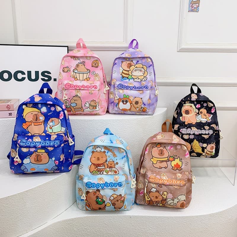 Korean Version of Large-Capacity Primary School Student Schoolbag Cartoon Cute Boy and Girl Backpack Internet Celebrity Capibala Children's Backpack