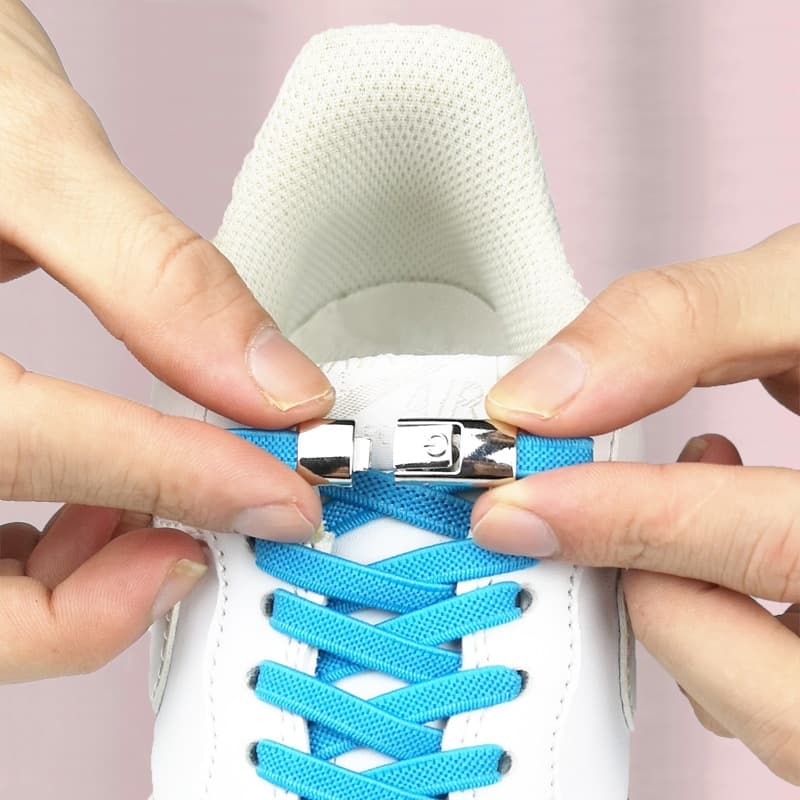 Elastic No-Tie Shoelaces Flat Unisex Shoe Laces with Buckle Press Fixation