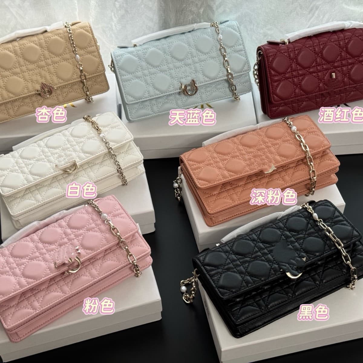 New Cross-Border D Brand Genuine Leather Handbag Fashionable High-End Versatile Diamond Quilted Chain Shoulder Flap Phone Bag
