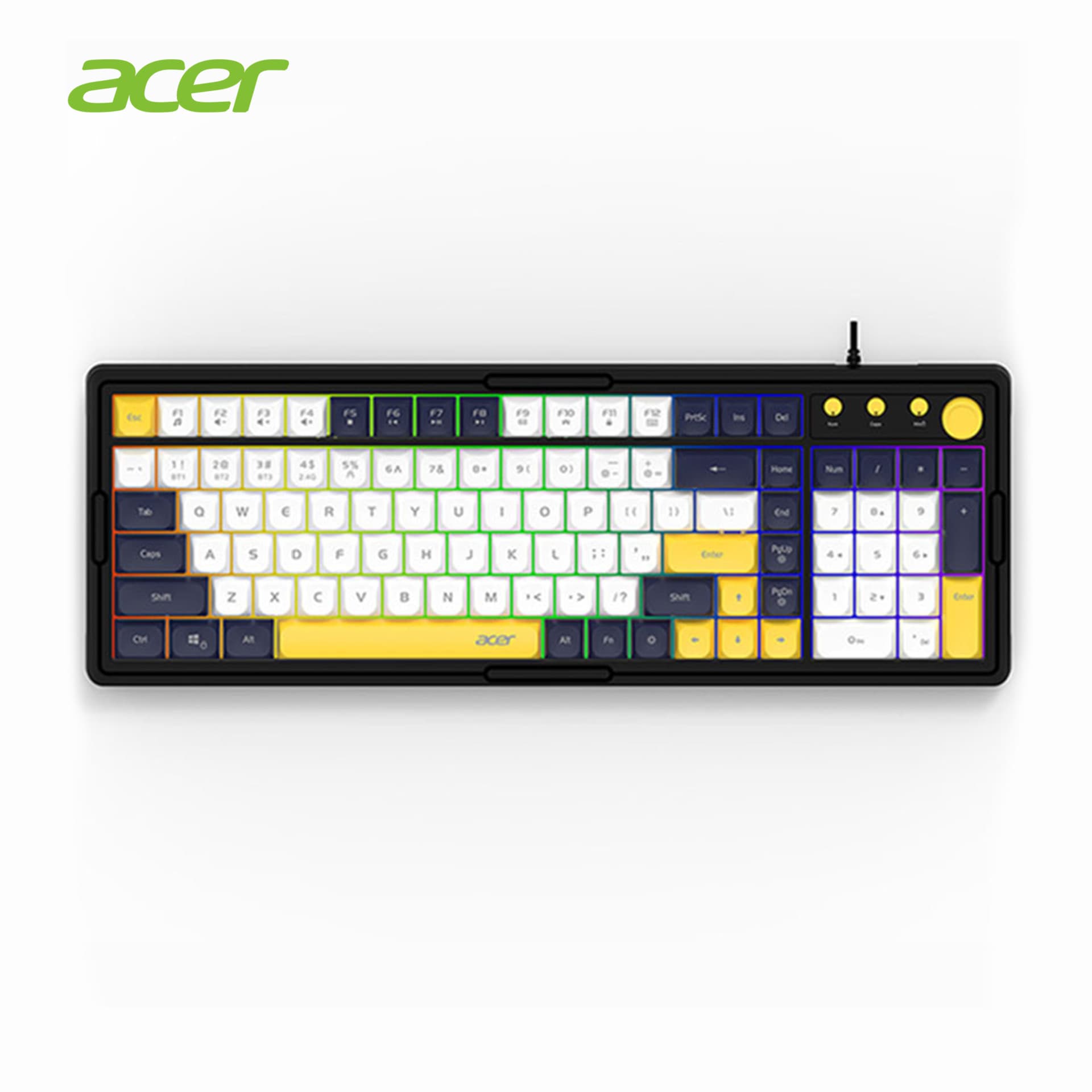 acer OKB030 Wired Keyboard LED Mixed Color Backlit Gaming Office Universal Laptop Computer Peripheral