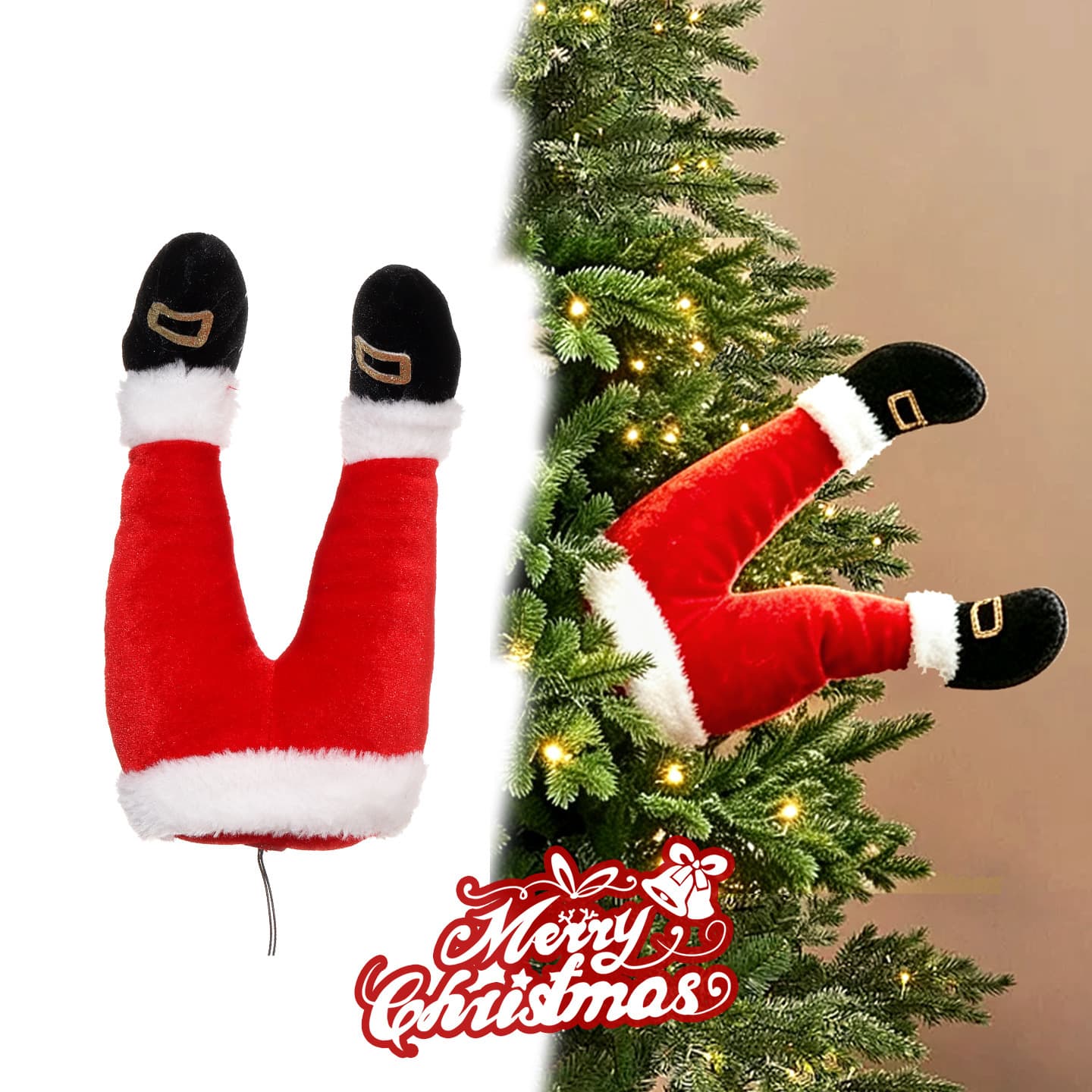 Cross-border Christmas tree decoration, plush door, Santa elf legs, branches, home vase decorations, Christmas decorations