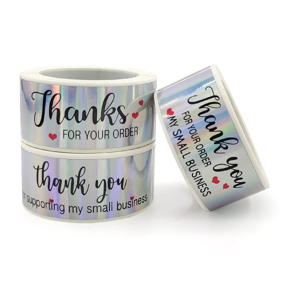 Foreign trade roll thank you rainbow laser self-adhesive sticker label thank you for your order sealing label