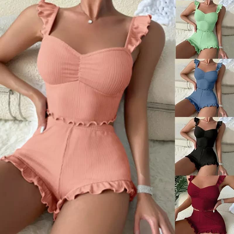 New pajamas cross-border Amazon sexy suspender pajamas for women suspender shorts European and American style women's pajamas
