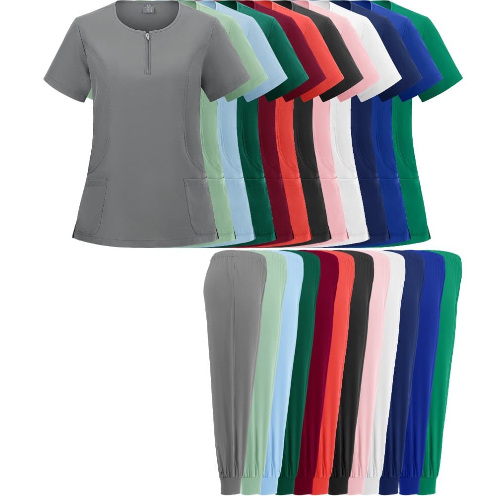Short Sleeve V-Neck Scrub Top Workwear Quick-Dry Breathable Scrub Top Women's Surgery Beauty Salon Nurse Uniform Drop Shipping