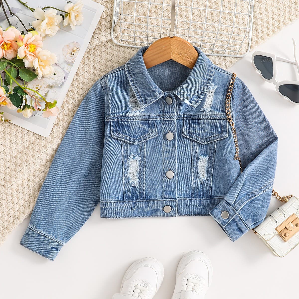 Children's Denim Jacket Spring/Autumn New Style 2026 Autumn Clothes Top Middle Big Child Denim Jacket Girl Trendy Version Jacket
