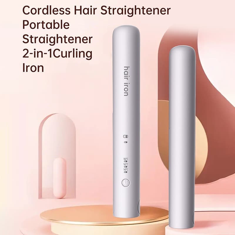 Cross-border Mini Wireless Straightening Hair Iron, Portable USB Flat Iron for Bangs, Straightening and Curling 2-in-1, Dormitory Essential Hair Styler
