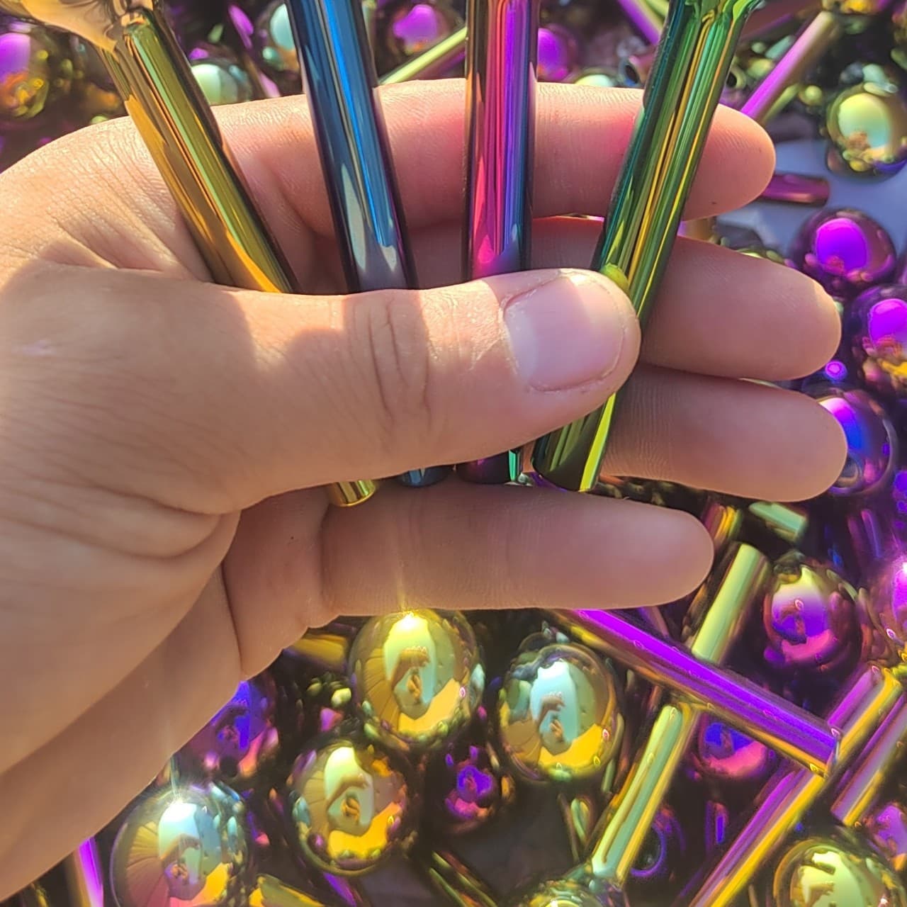 Creative Iridescent Electroplated Glass Straws Colored Cold and Heat Resistant High Borosilicate Cross-border Best Seller