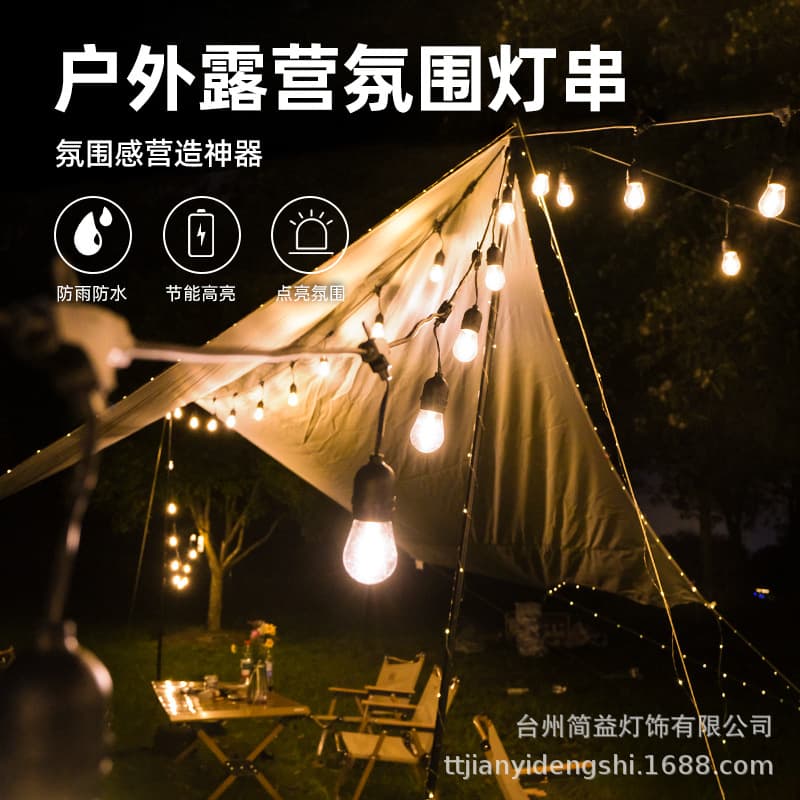 S14 Edison Vintage Bulb Outdoor Waterproof Decorative Atmosphere Festival Camping Replaceable Plastic Planet Shape