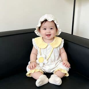 [Free Suspenders] Infant Summer Thin Lace One-Piece for Girls Fresh Breathable Cute Romper