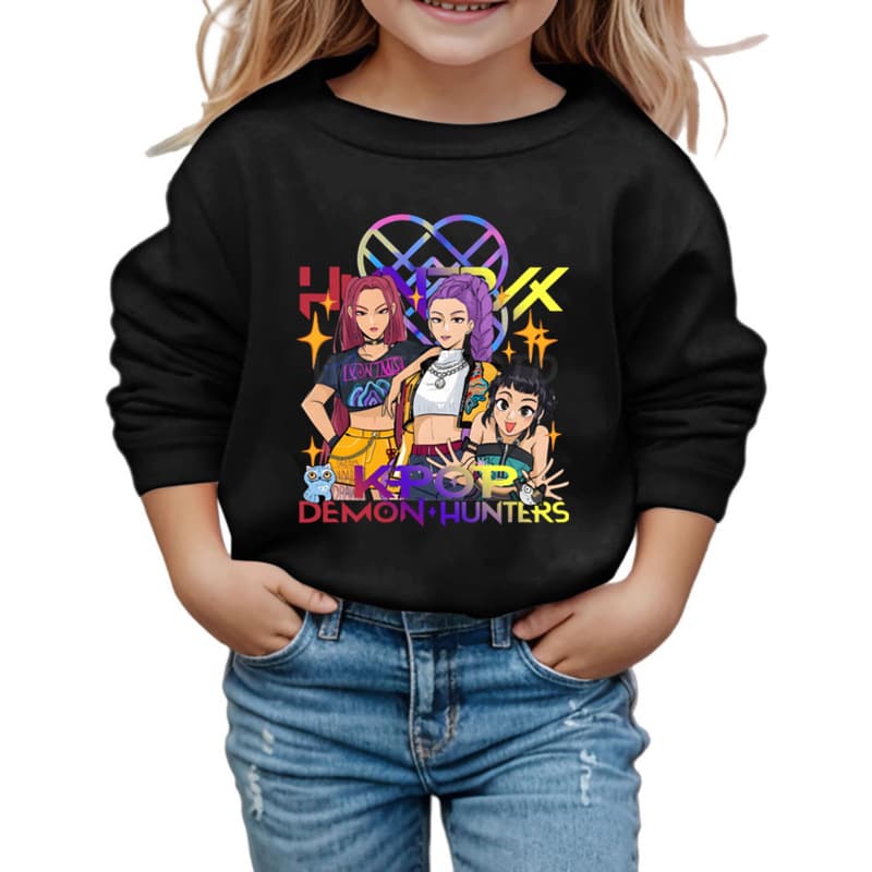 KPop Demon Hunters Printed Kids Fashion Hoodie Loose Long Sleeve Top for Export