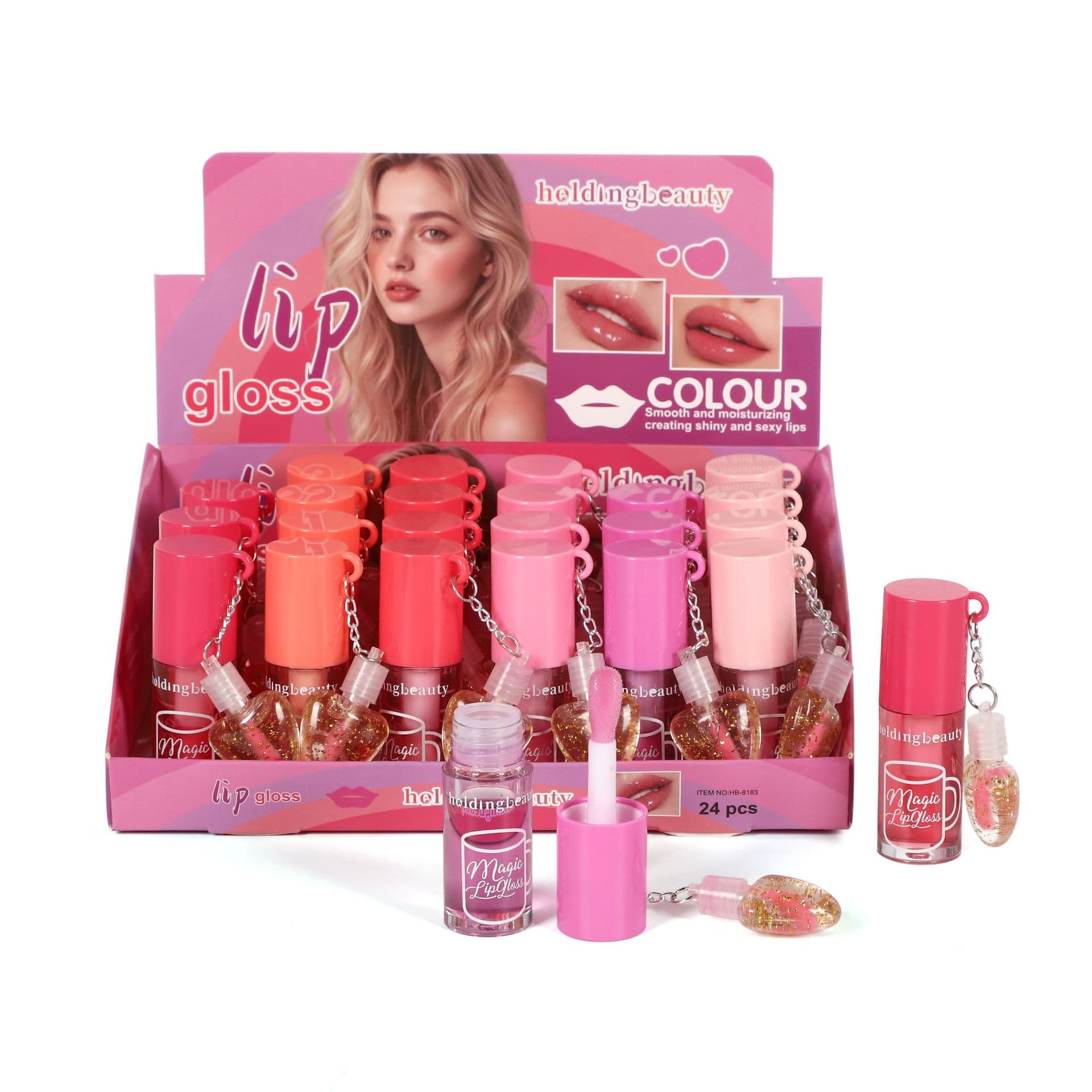 Cross-border special love pendant lip oil discoloration non-stick cup moisturizing moisturizing lip oil