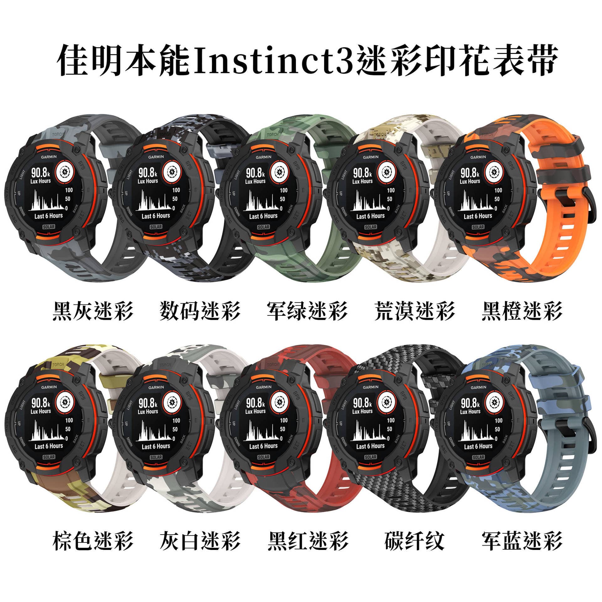 Suitable for Garmin Instinct3 camouflage printed silicone strap Instinct 3 replacement wristband
