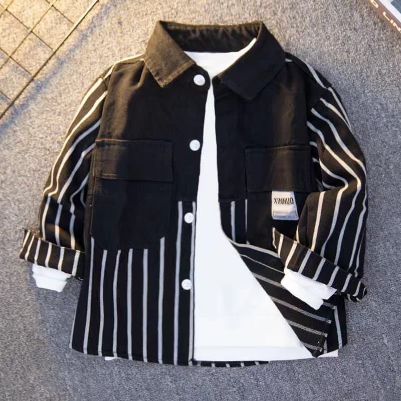 Boys' Denim Shirt 2025 Spring/Autumn New Children's Long-sleeve Casual Jacket Student Shirt Cardigan Outerwear Top