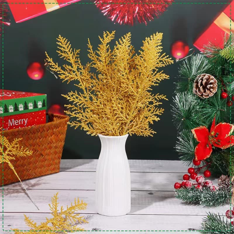 Cross-border artificial pine needles, shimmering leaves, Christmas flowers, DIY home garden decoration wreath arrangement, 27cm