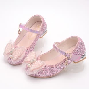 New Girls' Leather Shoes Spring Autumn Girl Single Shoes Silver White Student Stage Performance Shoes Korean Version Kids Princess Shoes