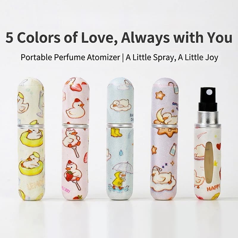 Spot 5ml Cartoon Duck Style Portable Perfume Bottle, Five Colors Optional Mini Visual Liquid Window Spray Bottle
