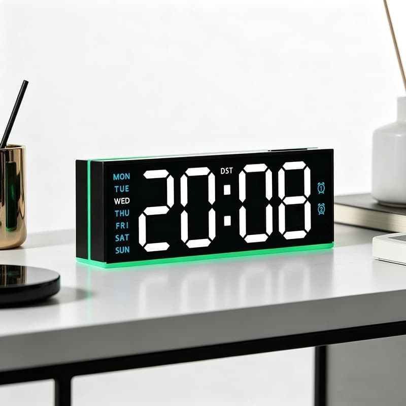 Simple electronic clock, large screen LED clock, living room clock, characteristic atmosphere light, multi-functional clock 7702 LED electronic clock