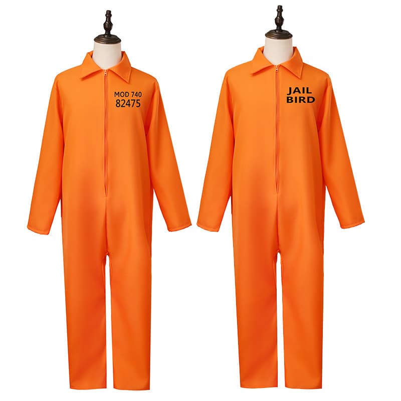 Orange Prison Uniform Suit Halloween Prisoner Costume Overall Suit Long Sleeve Long Pants Polyester Fiber British Style Fashion