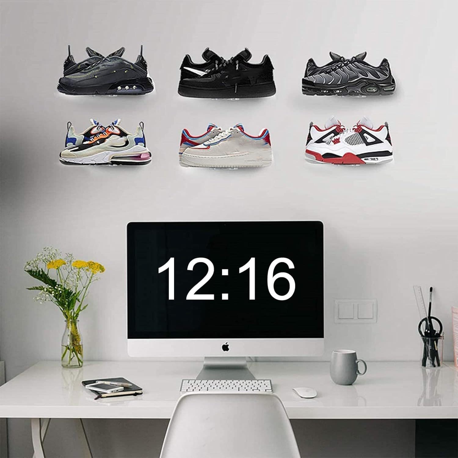 Acrylic Floating Shoe Rack Display Stand Wall Mounted Storage Shelf Basketball Shoe Showcase Bedroom Living Room Display