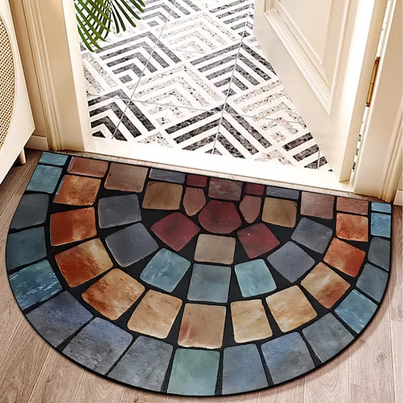 Temu Dropship American-style Semi-circle Doormat for Home Entryway Non-slip Door Mat Bathroom Bath Mat Water-absorbing Foot Mat