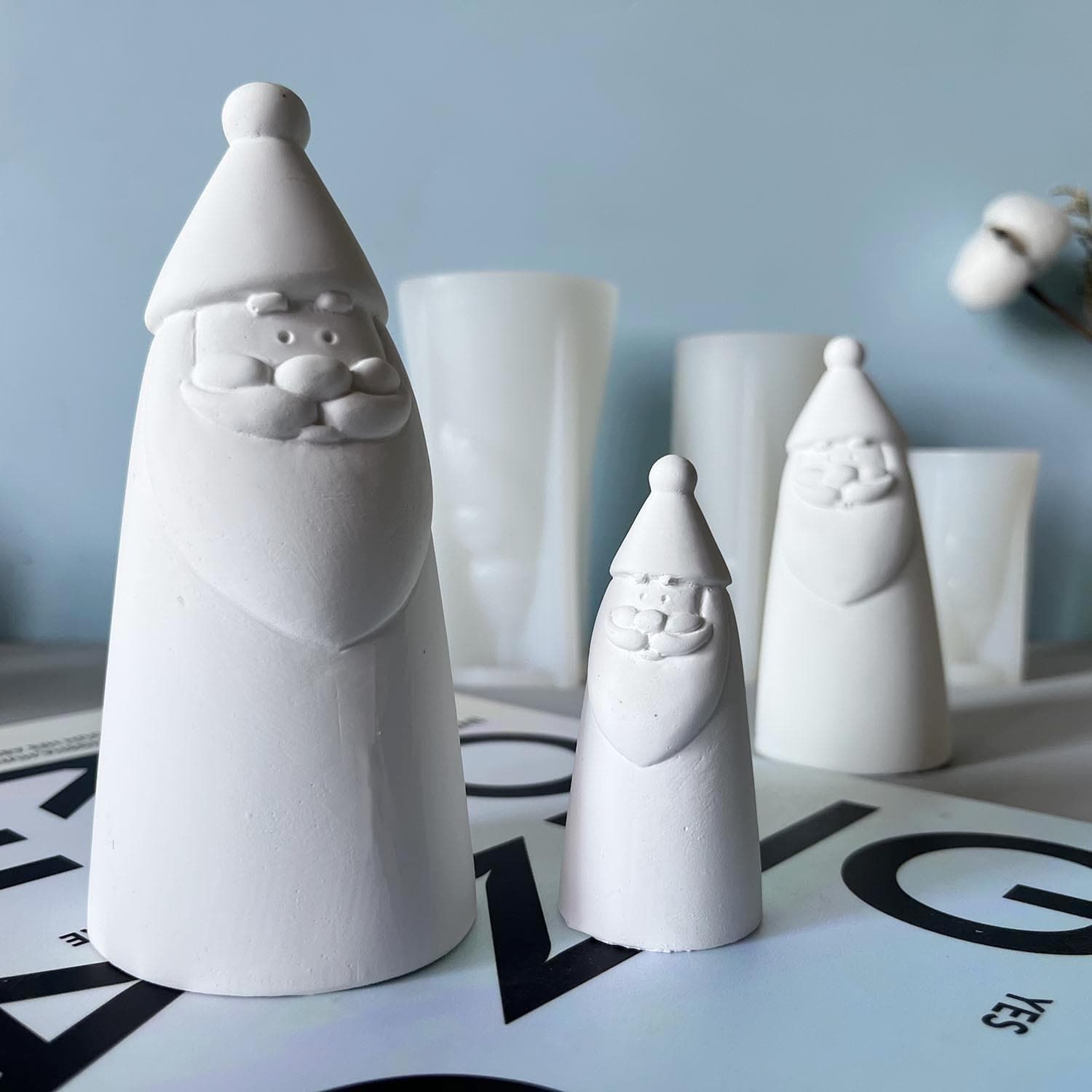 Large, Medium, and Small Santa Claus Silicone Mold for Christmas Tree Creative Santa Claus Figurine Plaster Decoration Mold
