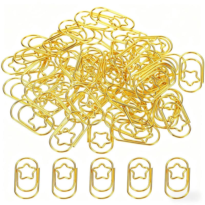 Mini Star Paper Clips Metal Creative Colorful Shaped Paperclips Gold Novelty Clips Factory Wholesale