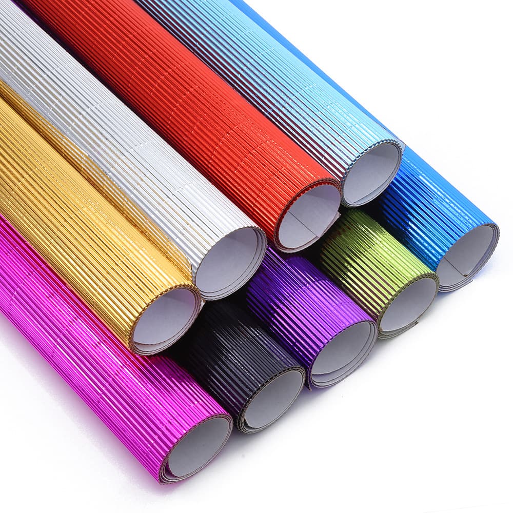 New colored metallic corrugated paper for children's craft model materials, wholesale DIY art wave paper.