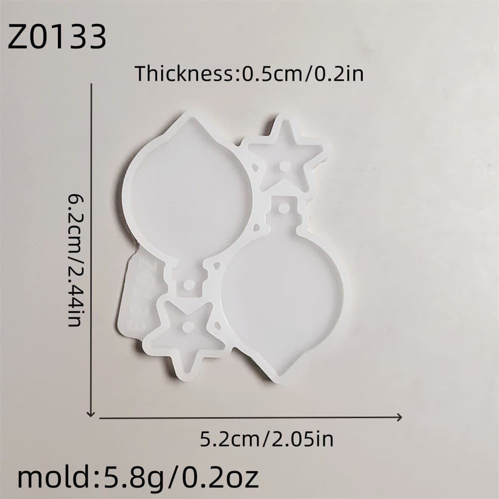 Z0133 Christmas Bulb Star Hanging Ornament Mold Crystal Resin Silicone Mold DIY Decoration Silicone Mold