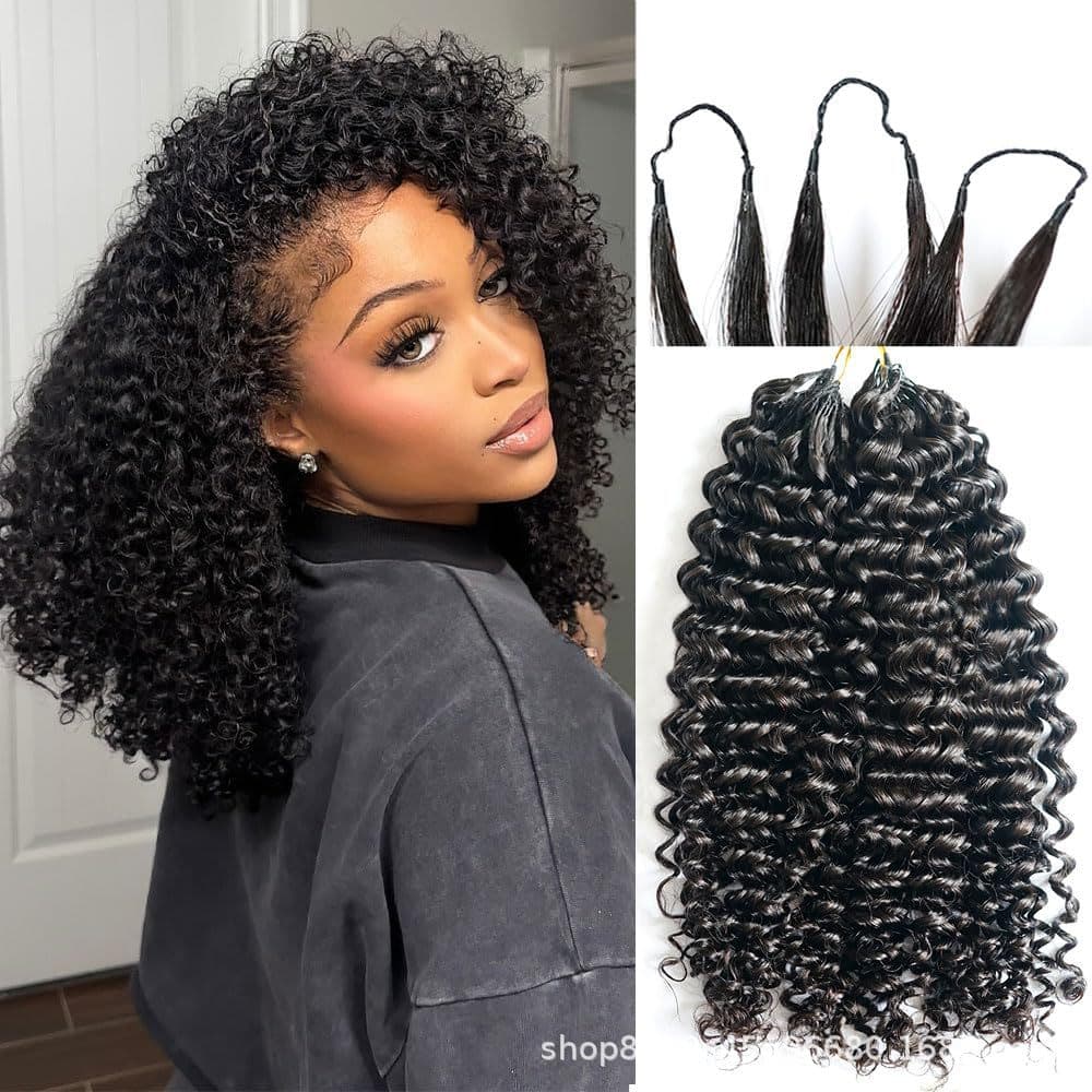 Cross-border Crochet Hair Extensions Feather Hair Extensions Human Hair Crochet Hair Curly Real Human Hair Wig