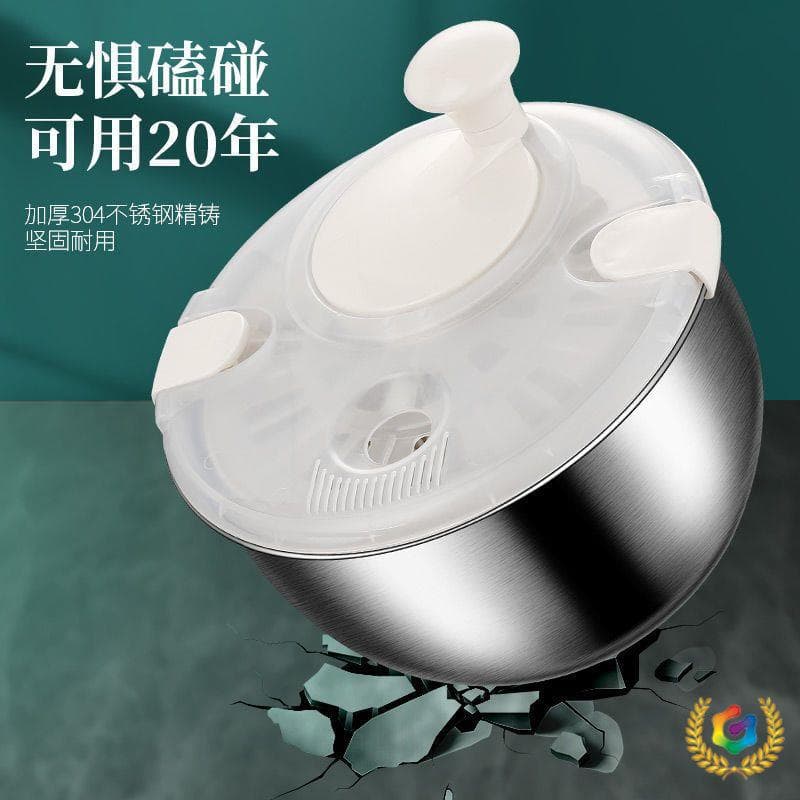 ✅ Vegetable Spinner Stainless Steel Manual Salad Fruit and Vegetable Spin Dryer Commercial Dehydration Basket Washing Vegetable Dehydrator
