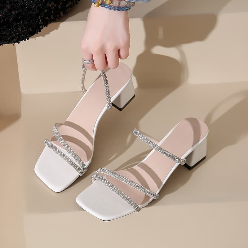 European and American style square-toe open-toe sandals for summer 2026 new fashion block heel high heel direct wholesale from factory