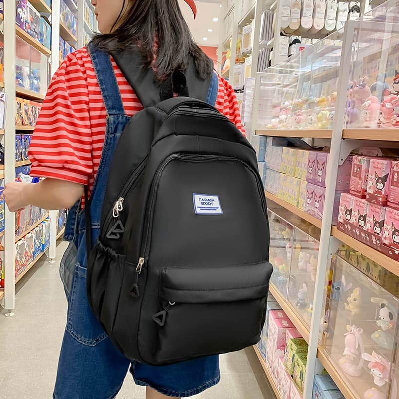 Korean-style Solid Color Minimalist Backpack, Japanese School Bag for Middle and High School Students, Large Capacity Campus Commuter Laptop Backpack