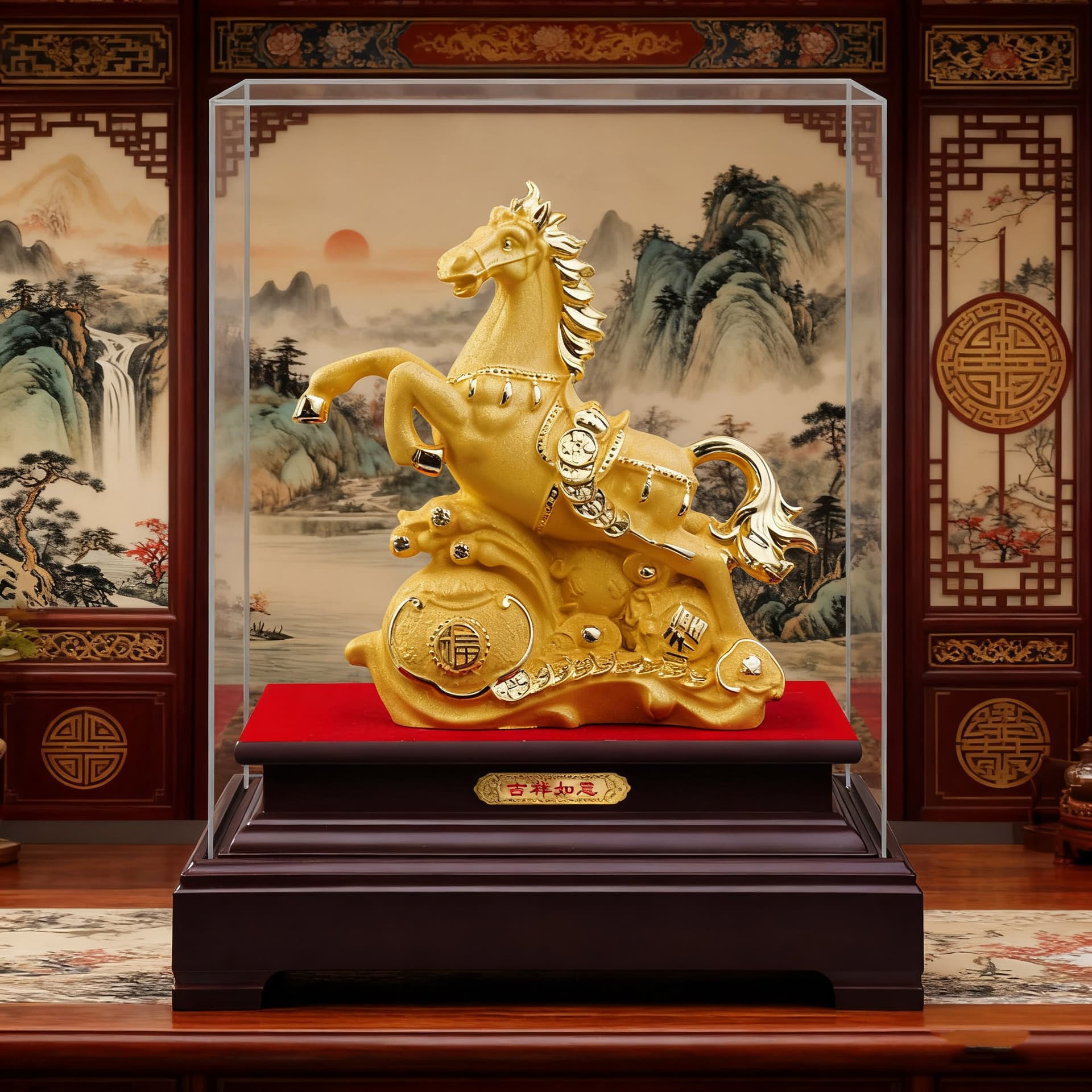 Year of the Horse Gifts Velvet Gold Auspicious Ruyi Golden Horse Ornaments Creative Chinese Wealth-Bringing Company Annual Meeting Gifts for Employees