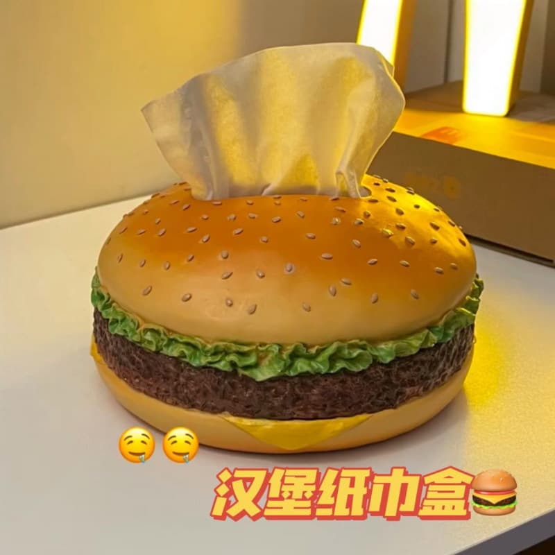 Creative Retro Hamburger Tissue Box, Fun Decorative Napkin Holder for Living Room
