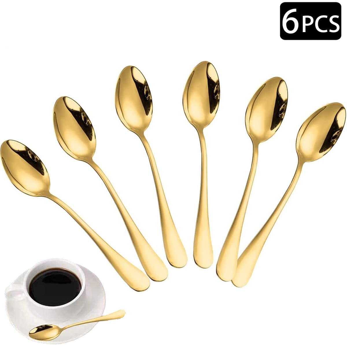 Cross-border stainless steel spoon tableware small spoon 6-pack household mixing spoon restaurant cake dessert spoon coffee spoon