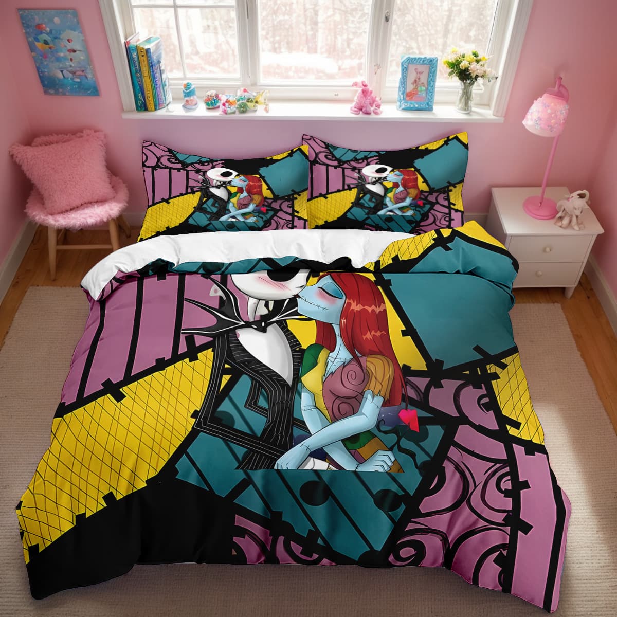 TEMU Bedding 3-Piece Set Jack Skull Series 1 Decorative Duvet Cover Bedroom Home Bedding Set JIT Ready