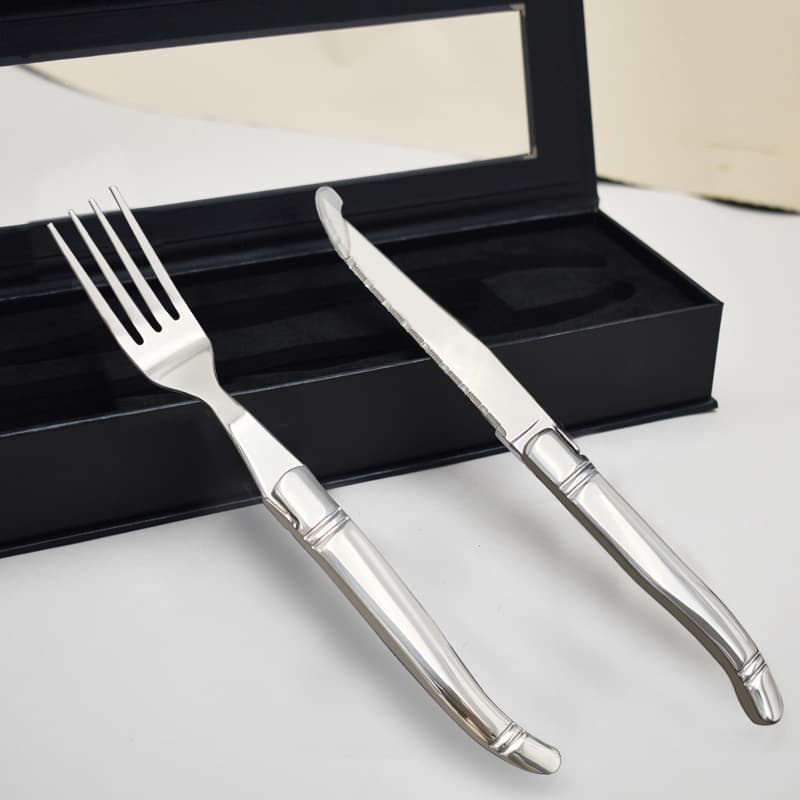 Full Stainless Steel Steak Knife and Fork Set, Customizable Gift Box with Logo for Western Dining