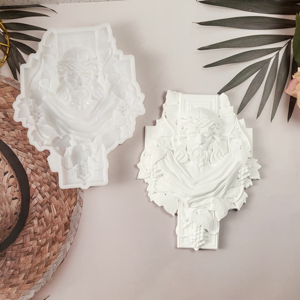 S0978 Wild Crisp Cross Semi-3D Wall Hanging Decoration Cement Plaster Mold DIY Silicone Mold