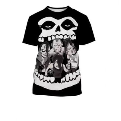 Summer Rock Band T-Shirt with Skull 3D Print Streetwear Men's Fashion Short Sleeve Tee