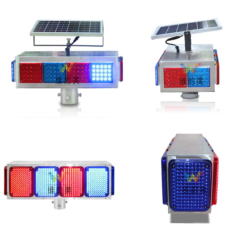 Manufacturer Traffic Signal Light Construction Road Red Blue Flashing Warning Light Four-Side Dual-Side Solar Flashing Light