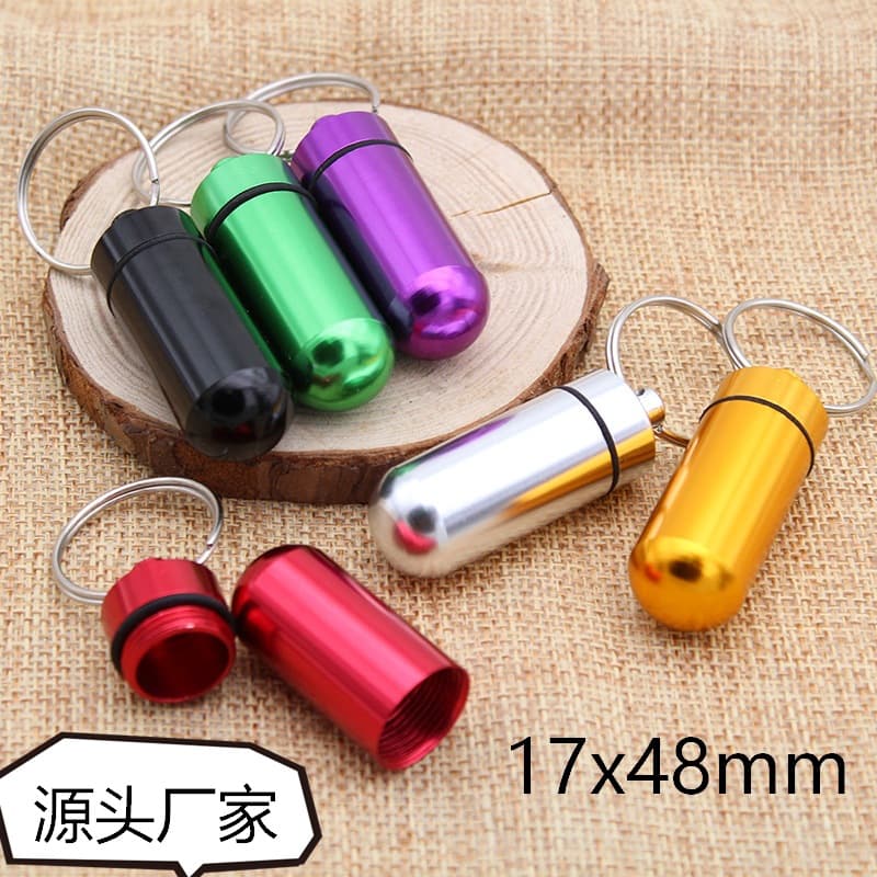 Outdoor Aluminum Alloy Keychain Pill Bottle, Mini Waterproof Medicine Container, Emergency Pill Case, Sealed Tablet Canister
