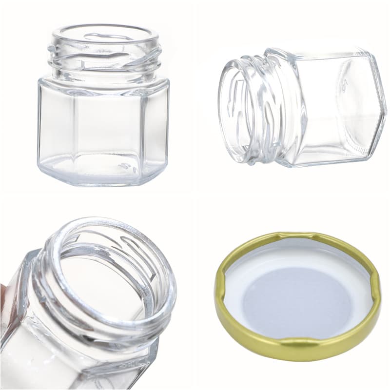 Amazon Glass Sealed Jar Set Small Honey Bottle Bird's Nest Jam Dispensing Bottle 45 Hexagonal 25 Wedding Honey Bottle