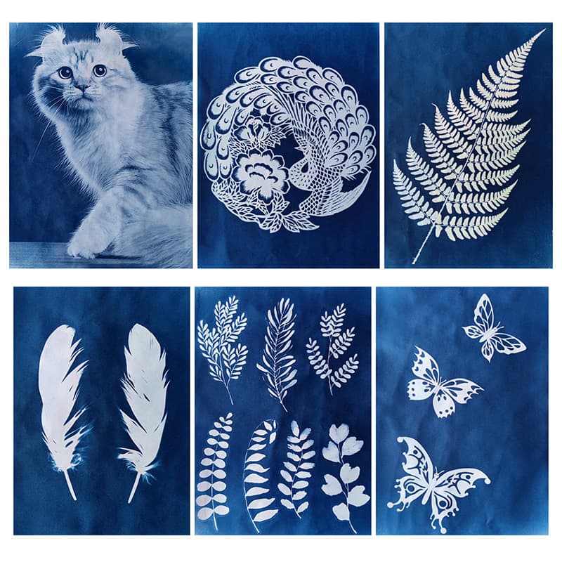 A4 A5 A6 White Base Cyanotype Paper Photosensitive Paper Sun Art Paper Light-Sensitive Solar Printing Paper
