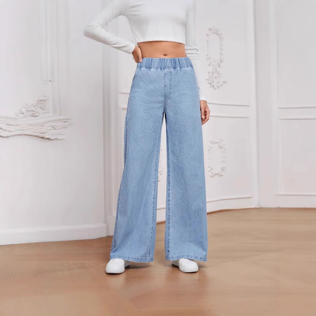 Women's Stretch Casual Loose Plus Size Denim Texture 3D Digital Print Pants Everyday Simple Fashion
