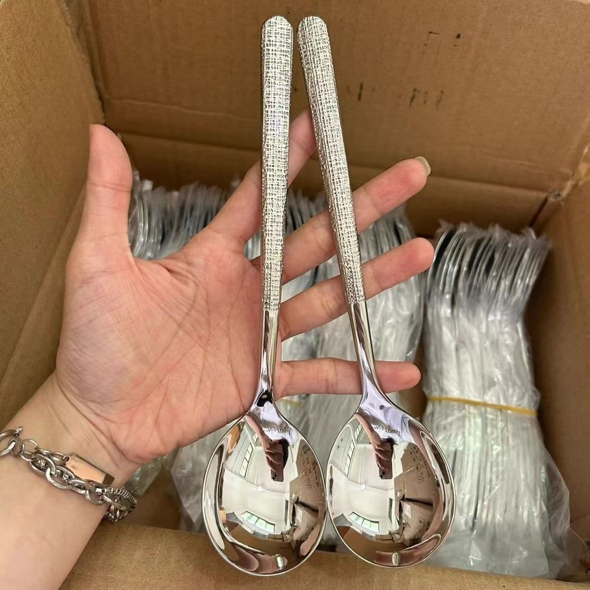 Stainless Steel Hammered Spoon Korean Style Restaurant Western Food Main Meal Spoon Soup Spoon Southeast Asia Hot Sale